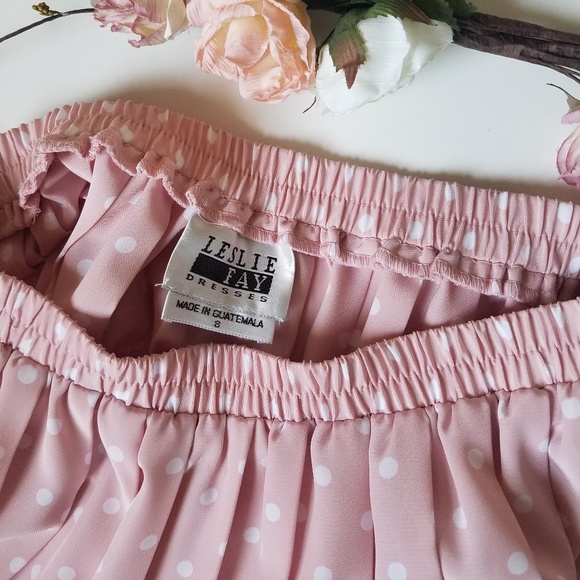 Vintage Pink White Polka Dot Pleated Skirt Small - Picture 5 of 7